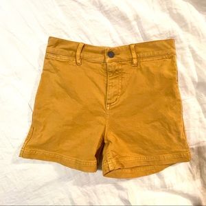 Lou & Grey Gold Yellow High-Rise Denim Shorts